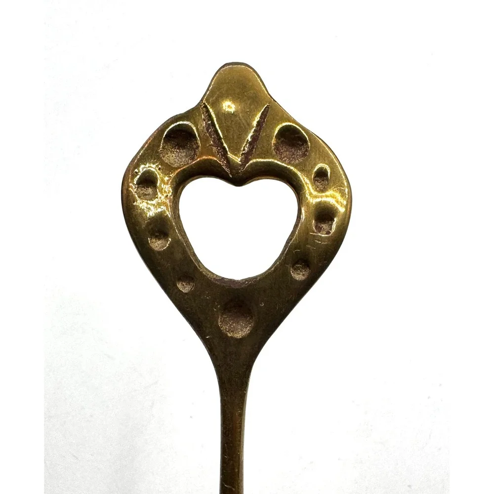 Vintage Solid Brass Heart Handle Measuring Spoon Long Coffee Scoop Made in Korea